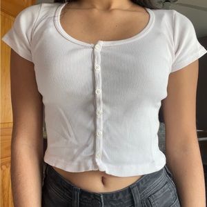 brandy melville size os light pink zelly button up crop top